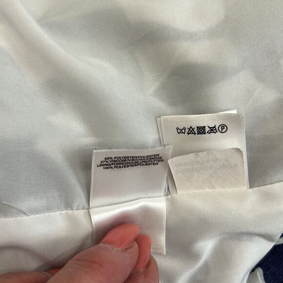 Anne Klein Dress Size 14W Scoop Neck Cap Sleeve Midi Blue White Zipper Back - Picture 10 of 11